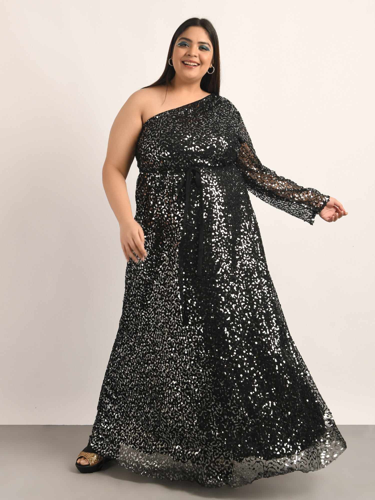 Black Sequin Hi-lo Prom Gown with Tiered Skirt – loveangeldress